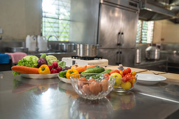 Vegetables and ingredients prepared for cooking