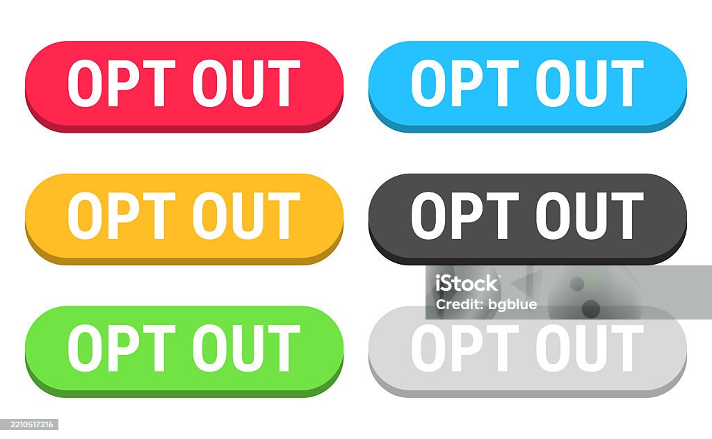 Button Opt In Opt Out Icon Opt Out Colorful 3d Click Web Buttons On Blank Background Stock ...