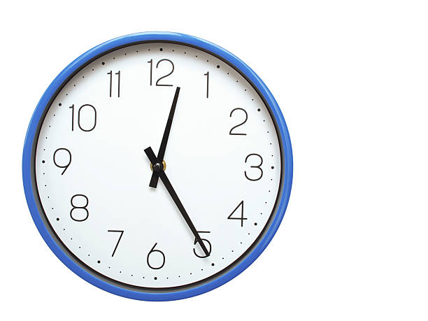Clean White Clock at 00.25 or 12.25 on Minimalist White Background - Ideal for Time Concepts and Modern Design