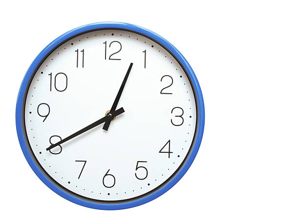 Clock Showing 12.40 or 00.40 with Roman Numerals  Simple Round Clock for Concepts of Time Management and Scheduling.