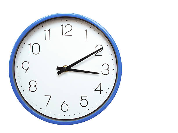 istock Wall clock with blue frame showing 3.10 03.10 or 15.10 O clock  on white background, suitable for time related articles, education, or punctuality concepts 2210517423