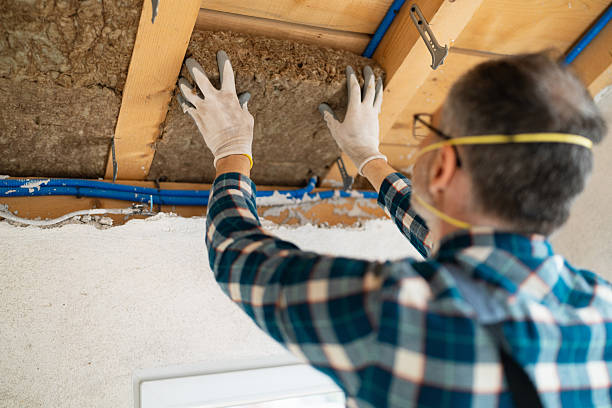 istock Worker Installing Mineral Wool Insulation in Wooden Ceiling Framework for Energy Efficiency 2210517661