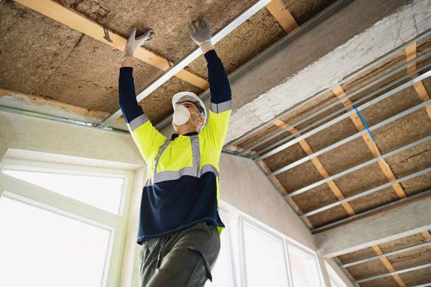istock Worker Installing Insulation on Ceiling with Safety Gear in Bright Room 2210518341