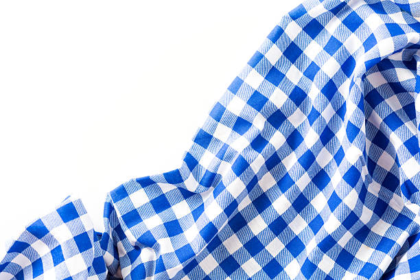 istock Blue and White Checkered Fabric with Crumpled Texture for Background 2210522684