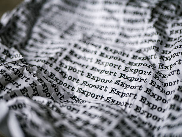 istock Words Export Seamless print on Crumpled paper for trading export import business tax background. 2210528126