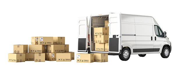 istock Delivery van full of cardboard boxes ready for shipping 2210528981