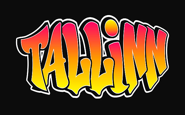 istock The word Tallinn is displayed in vibrant, gradient-filled graffiti, set against a stark black backdrop, creating a striking visual. 2210532527