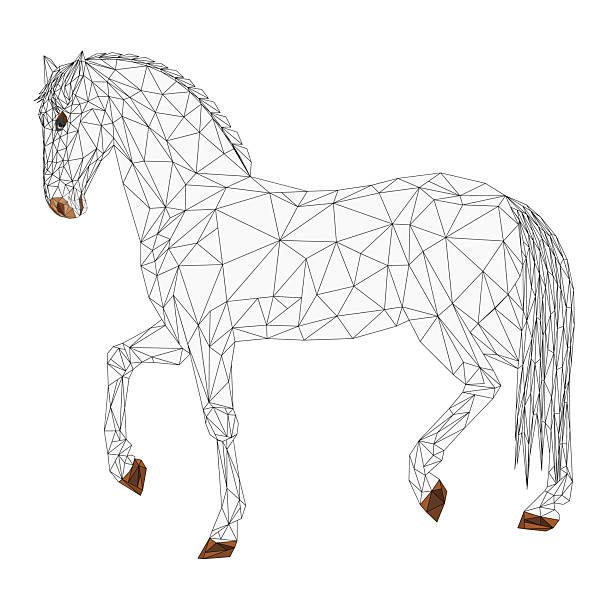 istock Sorrel horse stallion exterior outline low-polygon mosaic vector illustration editable hand drawn 2210537841