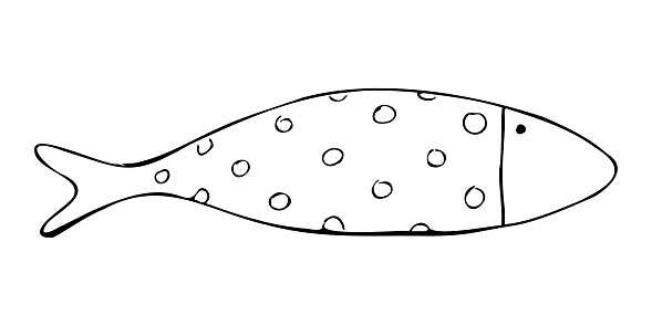 Simple Fish Shape Python Large Elongated Fish Of Simple Shape With Rustic Patterns Graphic Line ...