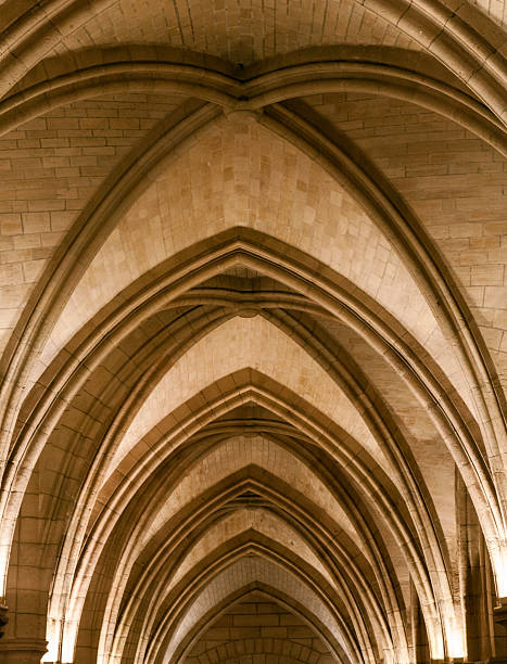 istock Detailed architectural arches of a historic stone structure, abstract, architecture 2210549028