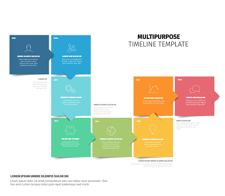Timeline Multi Row Colorful Multipurpose Timeline Template Made From Color Square Content ...