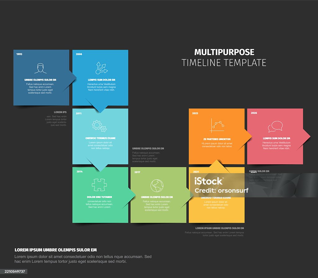Timeline Color Blocks Colorful Dark Multipurpose Timeline Template Made From Color Square ...