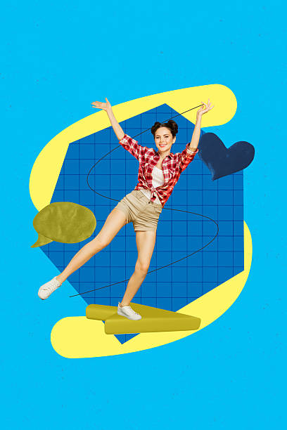 istock Creative trend collage of person stand cursor have fun with like comment on blue background 2210554080