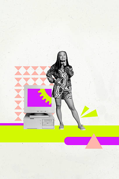 istock Pop creative collage of young person think with computer gear service on white color background 2210555770