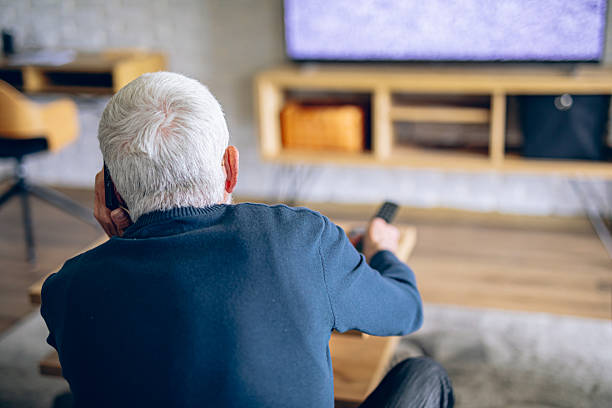 istock Senior man calling customer service for TV signal problem 2210557310