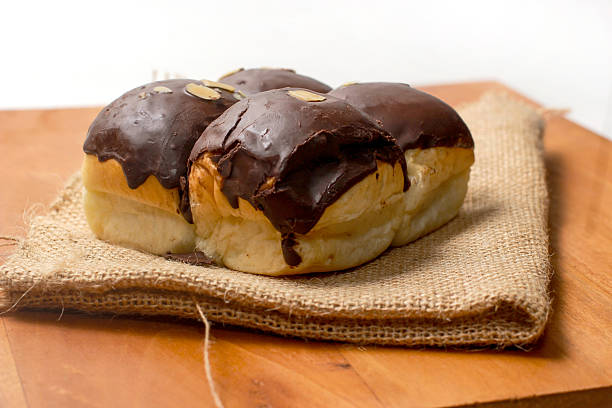 Tasty buns  on rustic background