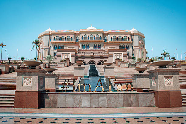 Abu Dhabi, United Arab Emirates, September 19, 2024: Entrance to the Emirates Palace, luxury hotel in downtown Abu Dhabi, capital of the United Arab Emirates