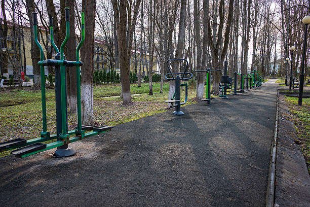 istock Modern Exercise Machines at an Outdoor Gym 2210562701