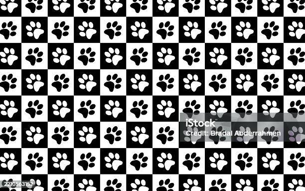 Paw Pattern Gui Dog Paw Print Seamless Pattern Checked Pattern With Dog Paw Print Stock ...