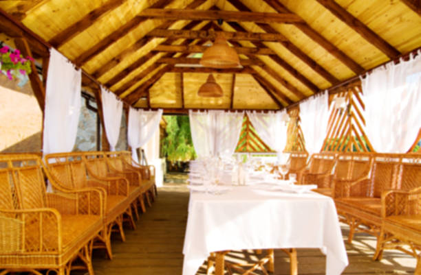istock Blurred Interior Of Outdoor Summer Restaurant 2210566619