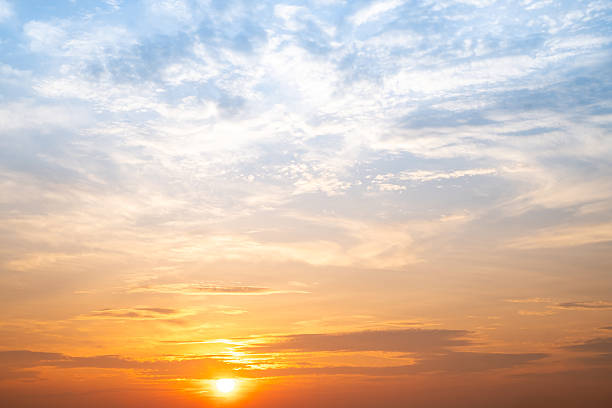 istock Beautiful , luxury soft gradient orange gold clouds and sunlight on the blue sky perfect for the background, take in evening,Twilight, Large size, high definition landscape photo 2210566673