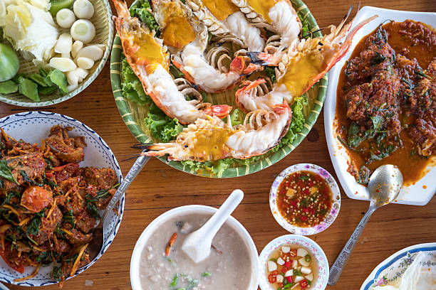 istock Directly above view assorted Thai seafood in Thai restaurant 2210569148