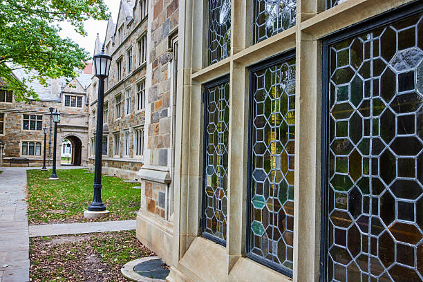 istock Historic University Building with Leaded Glass Windows - Campus View 2210570770