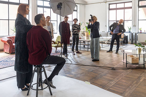 istock Studio Set with Diverse Team in Professional Photography Session 2210573189