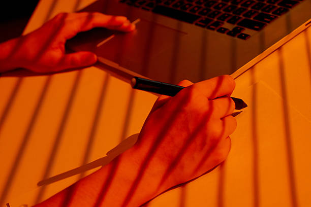 istock Woman Using Stylus to Draw Beside Laptop in Warm Office Light. 2210576317