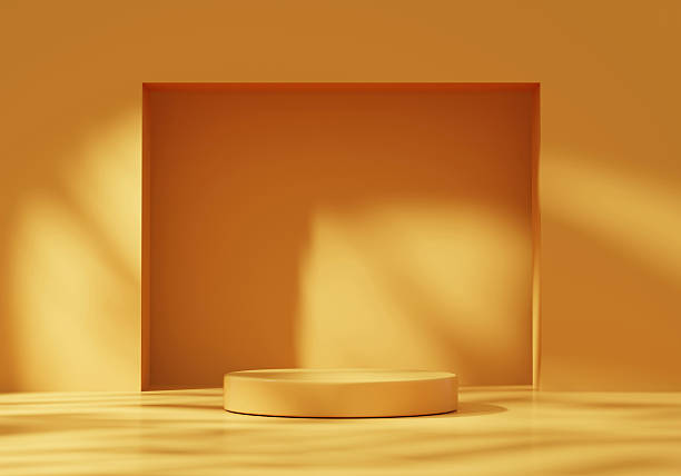 istock Yellow Minimal Background Podium Platform For Product Display Presentation 3D Rendering 2210577602