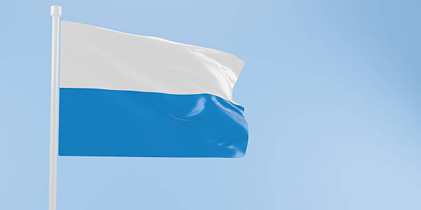 Finland Flag with blue sky background.