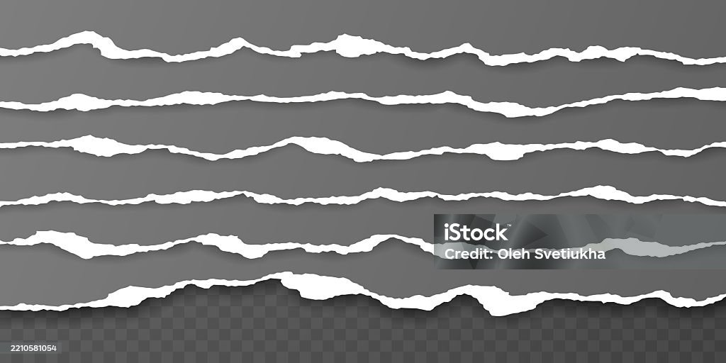 Horizontal Torn Paper Edge Ripped Squared Horizontal White Paper Strips ...