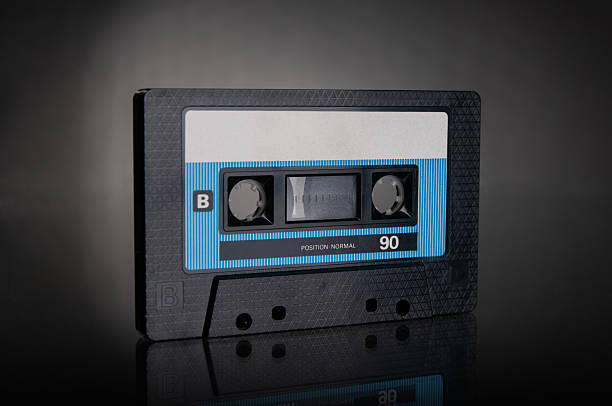 istock Old vintage audio cassette close up on a black background 2210584397