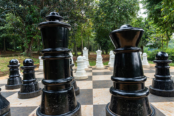 istock A large outdoor chess set features black and white pieces on a checkered board 2210587654