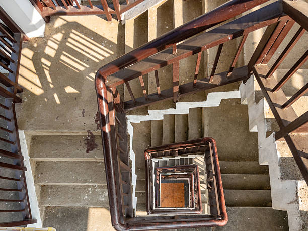 istock Top-Down View of a Spiral Staircase Inside a Bird-Watching Tower. 2210587765