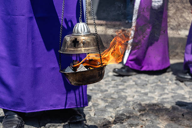 Thurible with Flame During Holy Week Procession in Antigua