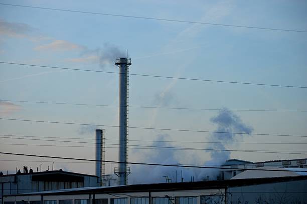 chimneys of factories and smoke