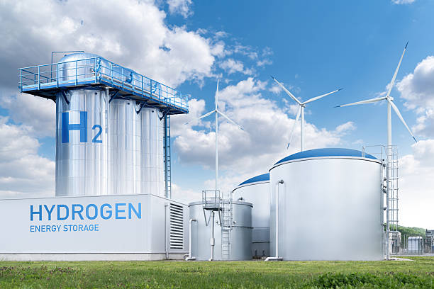 istock Green hydrogen factory concept. Hydrogen production from renewable energy sources 2210603141