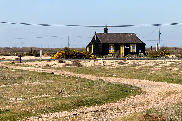 View of a quaint house at Dungeness, East Sussex, UK.  There are no people in the photograph.