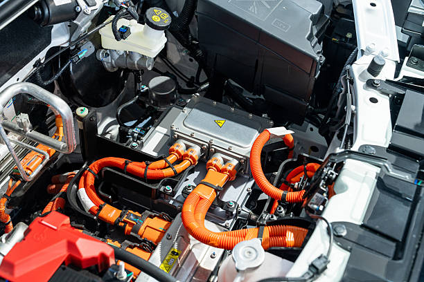 istock Electric car with open hood 2210606804