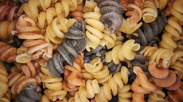 Table top view of variety of uncooked pasta