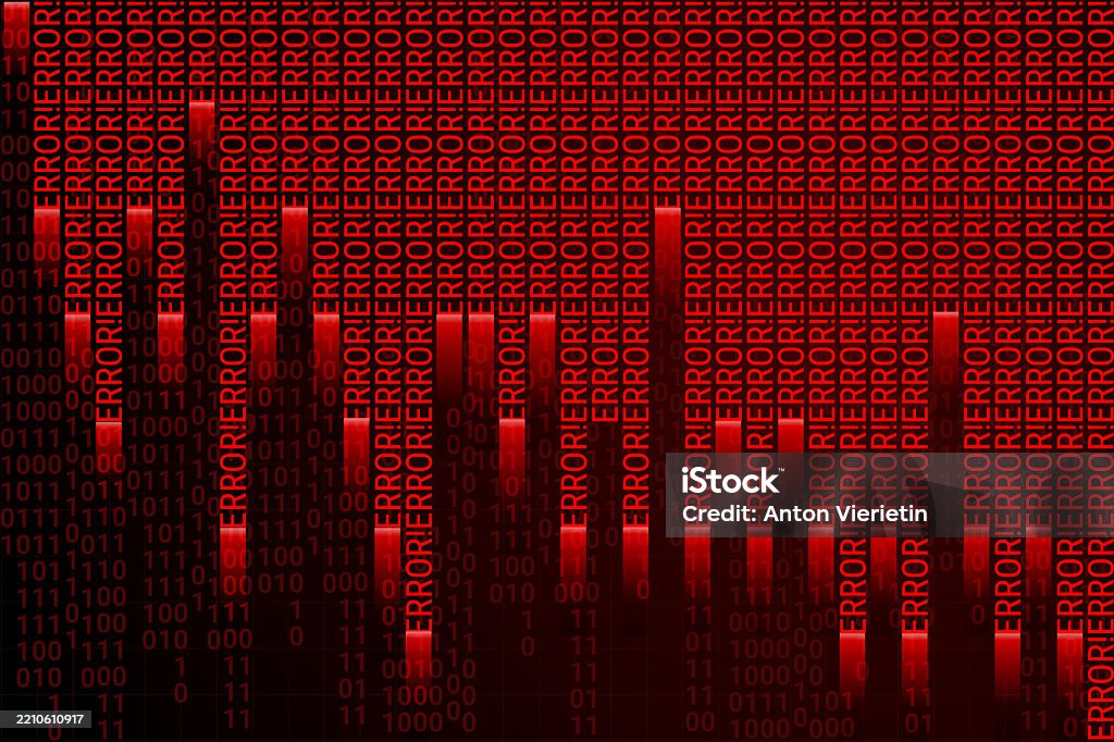 Red Error Text Rains Across Screen In Binary Glitch Effect Symbolizing ...