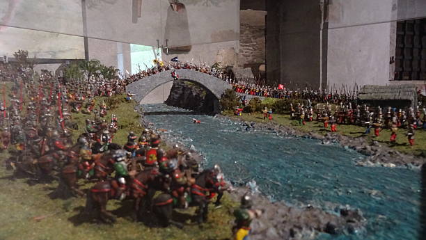 plastic model of medieval battle into the castle of Vogogna