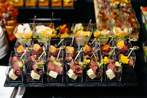 istock Elegant meat and cheese appetizers in cups. 2210615884