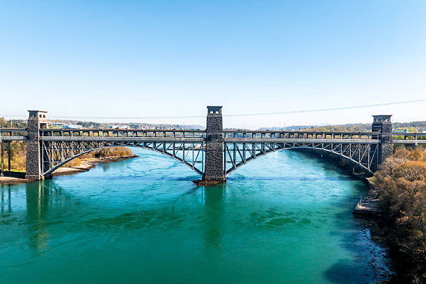 Britannia bridge connecting anglesey and mainland wales over menai strait