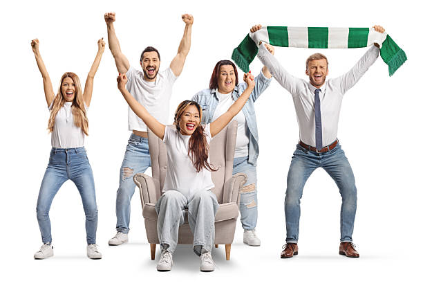 istock Group of happy young people cheering 2210619868