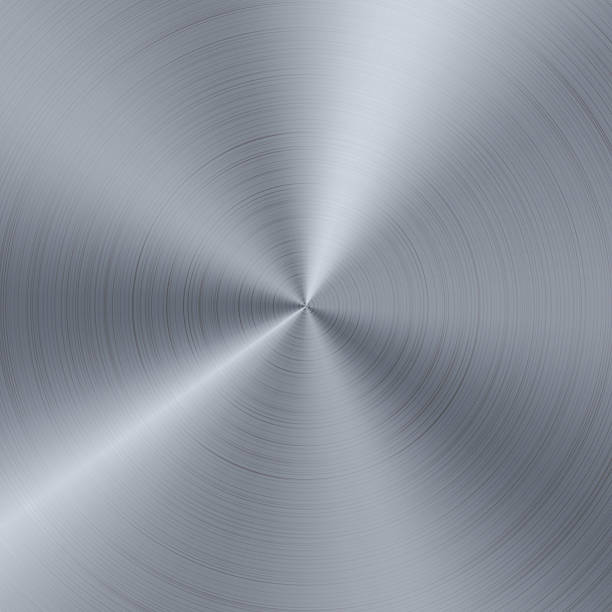 istock Metal gradient radial rectangle background. Steel silver foil circle. Wheel sticker gradation texture. Vector chrome platinum disk. Gray color hologram button plate. Square badge label template 2210623566