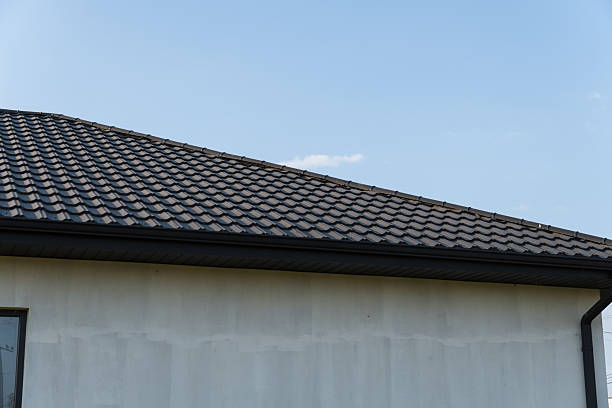 istock A stylish modern rooftop featuring metallic tiles and a skylight, showcasing contemporary architectural design and home aesthetics 2210628199