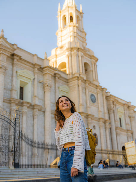 istock Woman exploring colonial architecture in Arequipa, Peru 2210630812