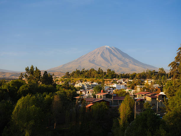 Scenic view of Arequipa city and Misti volcano in Peru